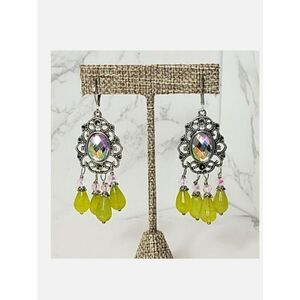 ARTISAN Dangling Chandelier Wire-Wrapped Bead Leverback Earrings